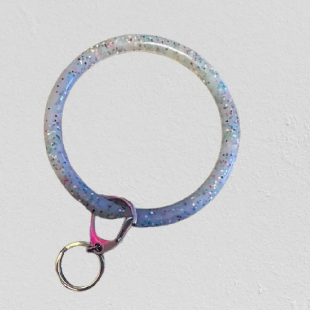 Clear with Glitter Bangle Bracelet, Key Ring 4374 NWT Boutique